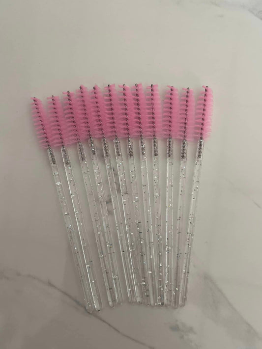 Lot de 50 goupillons brosses à cils rose pailleté